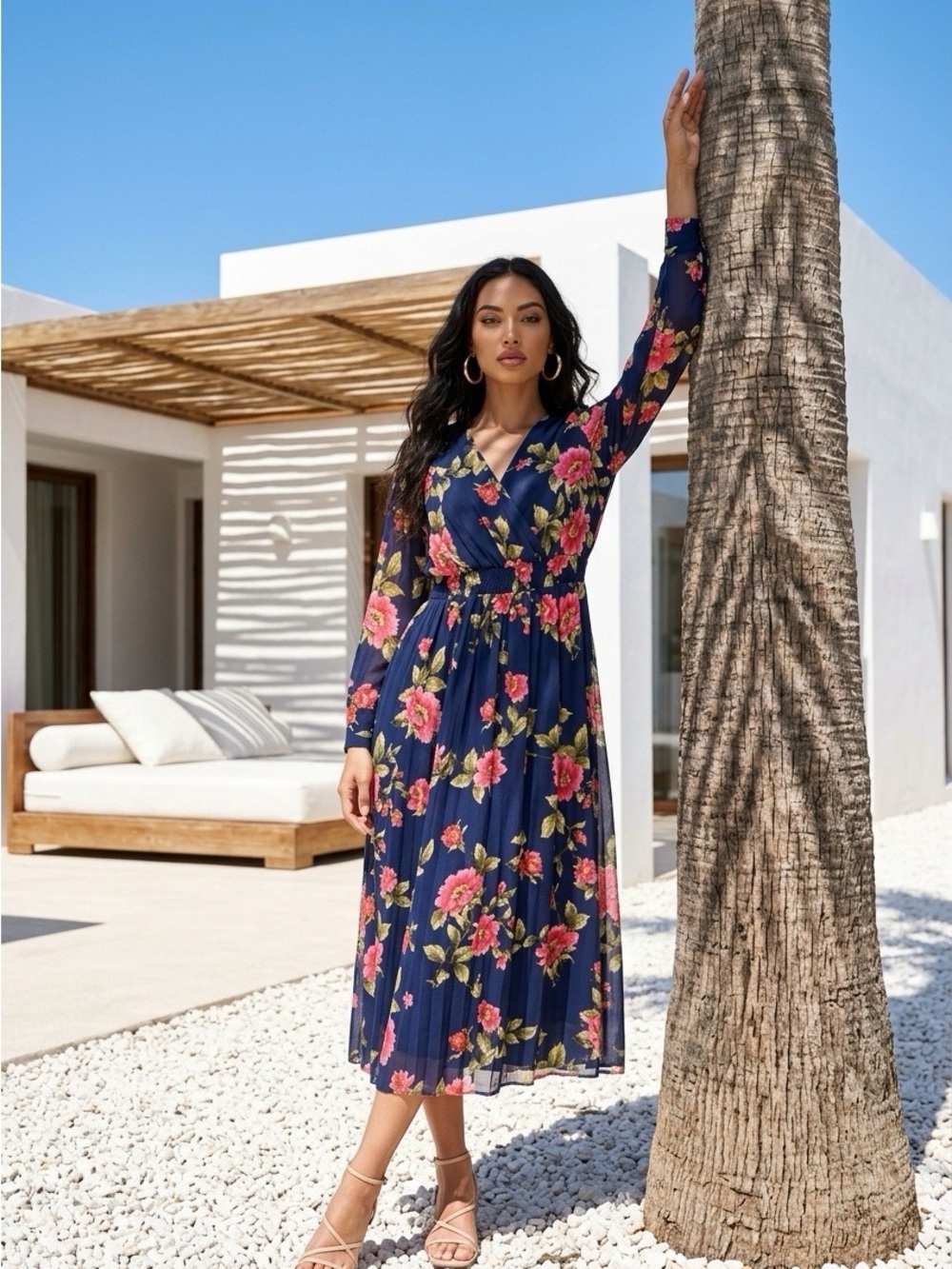 Alexa B Nites Maxi Dress Size 10‎ Shimmery Sheer Floral Print Stretchy Waist